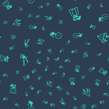 Set Water spray bottle, Plant on stand, and in hanging pot on seamless pattern. Vector.