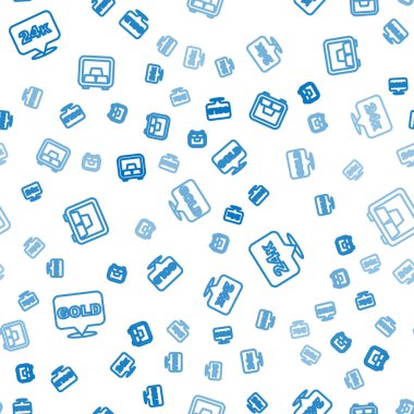 Set line Gold bars 24k and Safe with gold on seamless pattern. Vector.