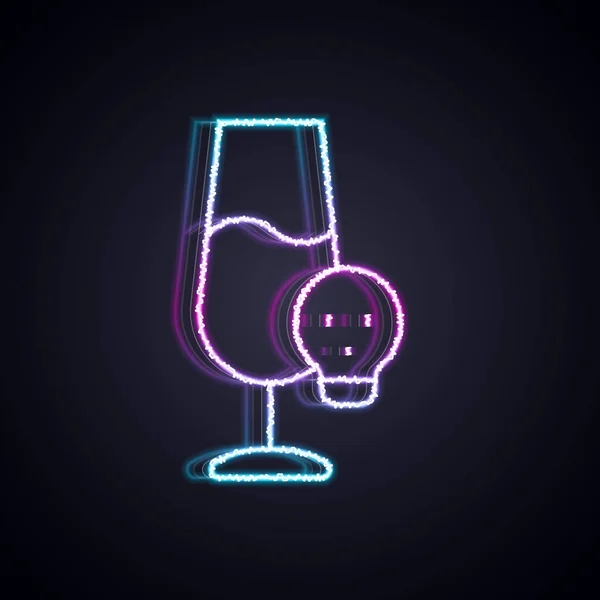 Glödande Neon Line Förgiftad Alkohol Ikon Isolerad Svart Bakgrund Vektor — Stock vektor