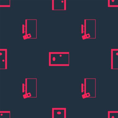 Set Smart Tv and Hotel door on seamless pattern. Vector.