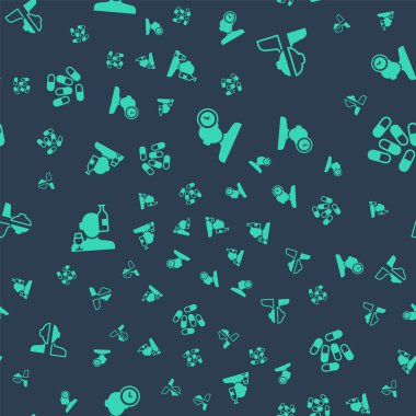 Set Insomnia Bipolar disorder Alcoholism and Medicine pill tablet on seamless pattern. Vector.