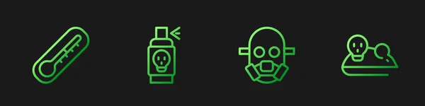 Встановіть Лінію Газова Маска Термометр Спрей Проти Комах Експериментальної Миші — стоковий вектор