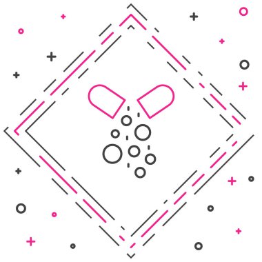 Zehirli çizgi ikonu beyaz arka planda izole edildi. Zehirli hap. Tehlikeli bir ilaç. Renkli taslak konsepti. Vektör.