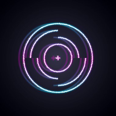 Parlayan neon çizgisi Vinil disk simgesi siyah arkaplanda izole edildi. Vektör.