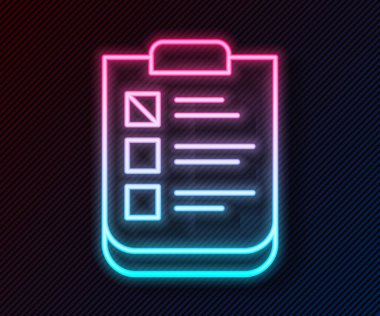 Parlayan neon hattı Psikolojik test ikonu siyah arka planda izole edildi. Vektör.