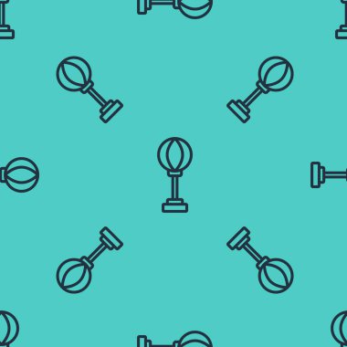 Siyah çizgi Kum Torbası simgesi yeşil arka planda izole edilmiş pürüzsüz desen. Vektör.