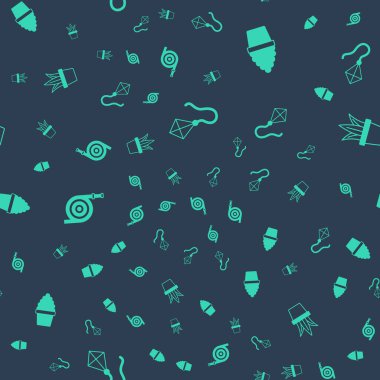 Uçurtma, kaktüs peyote saksıda, bahçe hortumu ve bitki desenleri pürüzsüz. Vektör.