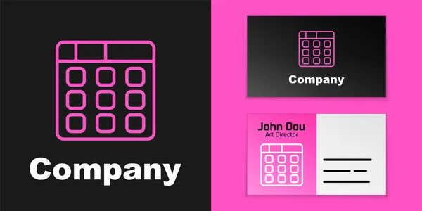 粉红线鼓机音乐制作设备图标隔离在黑色背景 标志设计模板元素 — 图库矢量图片