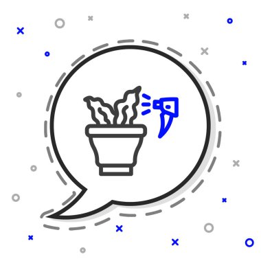 Beyaz arka planda izole edilmiş bir sprey silah ikonu olan bir ev bitkisine püskürtme hattı. Yaprakların nemlenmesi. Çiçeklerle ilgilen. Renkli taslak konsepti. Vektör.