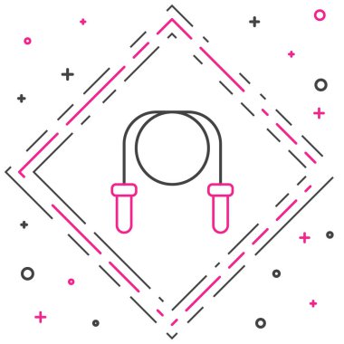 İp atlama simgesi beyaz arkaplanda izole edildi. İp atlıyorum. Spor malzemeleri. Renkli taslak konsepti. Vektör.