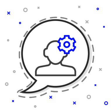 Psikoloji ikonundaki soruna çizgi çözümü beyaz arka planda izole edildi. Akıl sağlığı terapisi. Renkli taslak konsepti. Vektör.