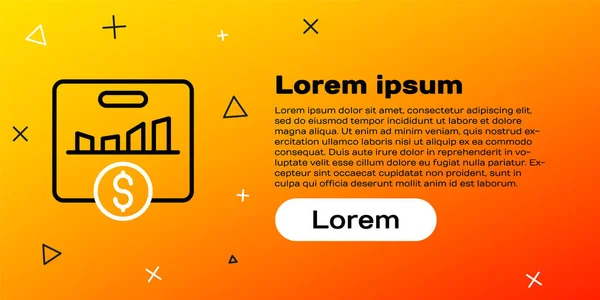 Line Kpi Key Performance Indicator Symbol Isoliert Auf Gelbem Hintergrund — Stockvektor