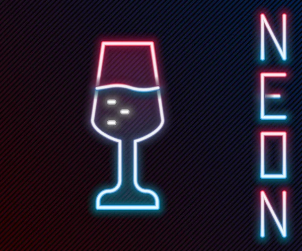 Ragyogó Neon Vonal Pezsgő Ikon Üvege Fekete Háttérrel Boldog Valentin — Stock Vector