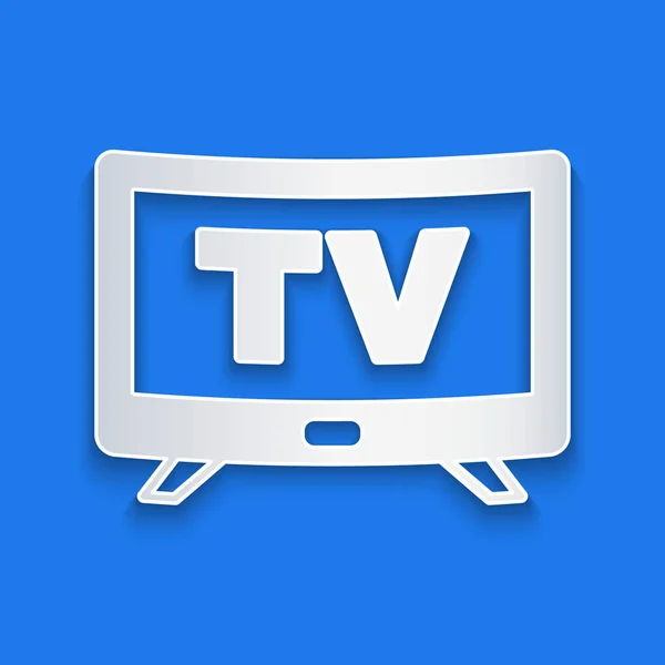 Corte Papel Smart Icono Aislado Sobre Fondo Azul Señal Televisión — Archivo Imágenes Vectoriales