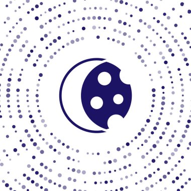 Beyaz arkaplanda izole edilmiş güneş ikonu mavi tutulması. Tam sonar tutulması. Soyut çember rastgele noktalar. Vektör.