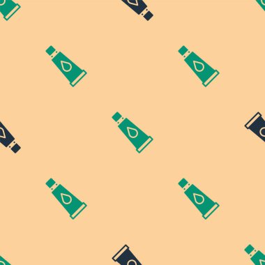 Yeşil ve siyah krem ya da losyon kozmetik tüp ikonu bej arka planda izole edilmiş pürüzsüz desen. Kadınlar için vücut bakım ürünleri. Vektör.