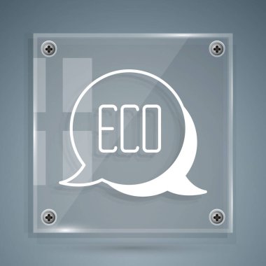 Beyaz Yaprak Çevre sembolü gri arkaplanda izole edilmiş. Pankart, etiket, etiket, logo, çevre yeşili etiketi. Kare cam paneller. Vektör.