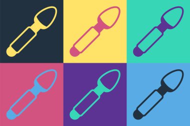 Pop Art Silver kaşık simgesi renk arkaplanda izole edilmiş. Mutfak aletleri. Çatal bıçak seti. Vektör.