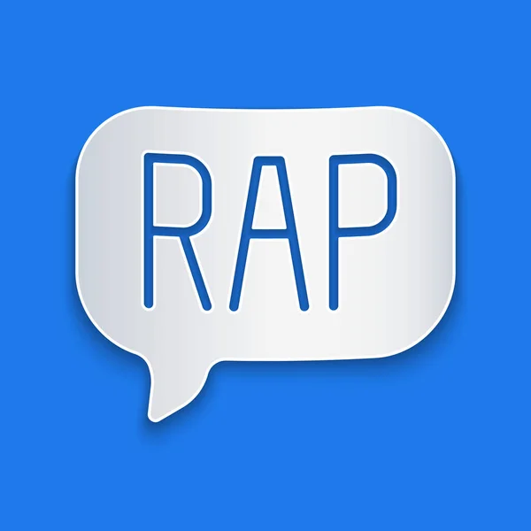Řez Papíru Rap Hudební Ikona Izolované Modrém Pozadí Papírový Styl — Stockový vektor