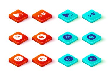 Sembol Uranüs Mars sembolü Yay burcu Suyu Eski sihirli anahtarı ve Bulutlu hava ikonunu bırak. Vektör.