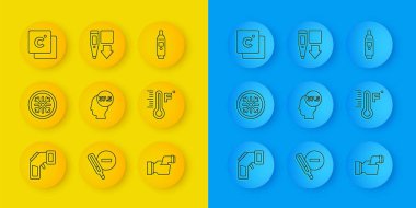 Meteoroloji Celsius 'u ve ikonu kontrol etmek için çizgi Dijital termometresi Kar Tanesi Yüksek vücut ısısını ayarla. Vektör.