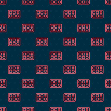 Kırmızı çizgi Drum makinesi simgesi siyah arkaplanda izole edilmiş. Müzik aletleri. Vektör.