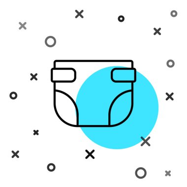 Siyah çizgi bebek emme bezi simgesi beyaz arka planda izole edildi. Rastgele dinamik şekiller. Vektör.