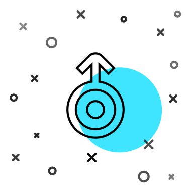 Siyah çizgi Uranüs ikonunun beyaz arka planda izole edilmiş astrolojik sembolü. Astroloji gezegeni. Zodiac ve astroloji işareti. Rastgele dinamik şekiller. Vektör.