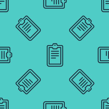 Siyah çizgi psikolojik test ikonu yeşil arka planda kusursuz desen izole etti. Vektör.