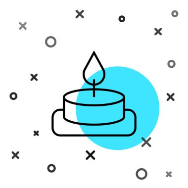 Siyah çizgi Aroma mum simgesi beyaz arkaplanda izole edildi. Rastgele dinamik şekiller. Vektör.