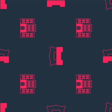 Otel binasını ve yatak odasını kusursuz düzende ayarla. Vektör.