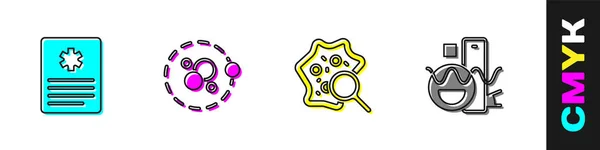 Establecer Registro Pacientes Atom Microorganismos Bajo Lupa Icono Formas Geométricas — Archivo Imágenes Vectoriales