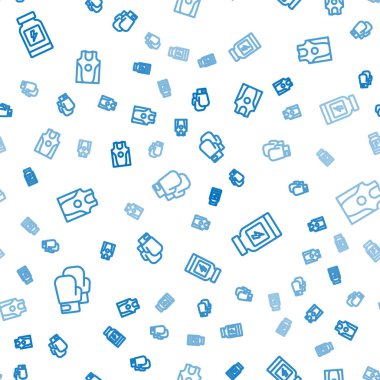 Boks eldiveni enerji içeceği, forma ve tişörtü pürüzsüz desenlere ayarlayın. Vektör.