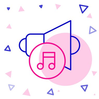 Hat Hoparlörü sesi, ses sembolü, beyaz arkaplanda izole edilmiş medya müzik simgesi. Renkli taslak konsepti. Vektör.