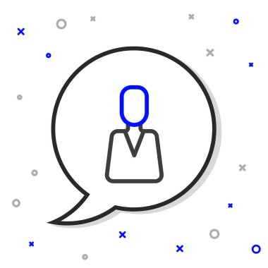 Çizgi Çalışanı simgesi beyaz arkaplanda izole edildi. Kafa avcılığı. İş hedefi ya da İş Bulma. İş için insan kaynakları ve adam toplama. Renkli taslak konsepti. Vektör.