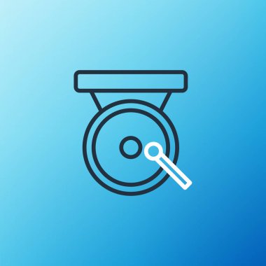 Hat boks gong simgesi mavi arkaplanda izole edildi. Boks zili. Renkli taslak konsepti. Vektör.