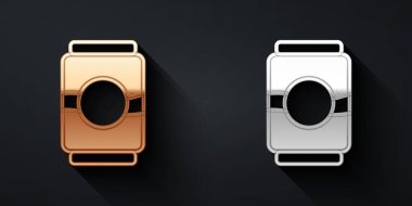 Altın ve gümüş bira siyah arka planda izole edilebilir. Uzun gölge tarzı. Vektör.