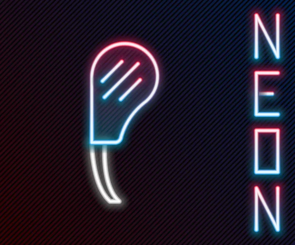 Parlayan Neon Hattı Kaburga Bifteği Ikonu Siyah Arka Planda Izole — Stok Vektör