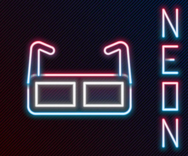 Glödande Neon Line Glasikonen Isolerad Svart Bakgrund Symbolen För Glasögonbåge — Stock vektor
