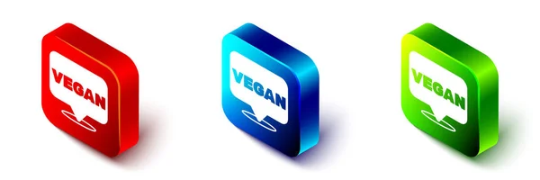 Ícone Dieta Alimentar Isométrica Vegan Isolado Fundo Isométrico Orgânico Bio —  Vetores de Stock