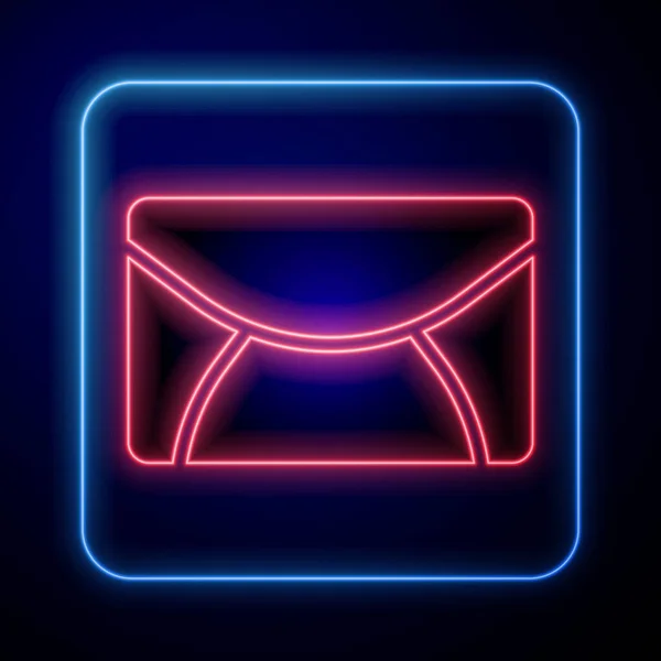 Ragyogó Neon Mail Mail Ikon Elszigetelt Fekete Alapon Boríték Szimbólum — Stock Vector
