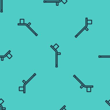 Siyah çizgi koltuk değnekleri ya da koltuk değnekleri simgesi yeşil arka planda izole edilmiş kusursuz desen. Kas iskeleti hastalığı olan insanların rehabilitasyonu için gerekli ekipman. Vektör.