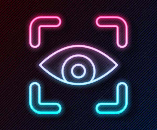 Glowing Neon Line Eye Scan Icon Isolated Black Background Scanning — Stock Vector