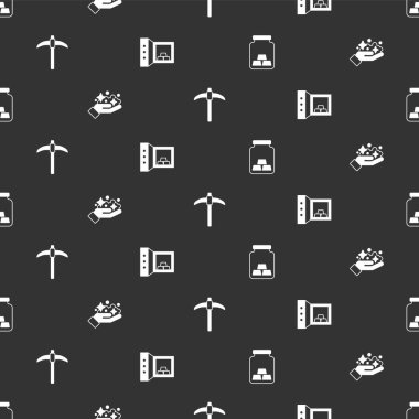 Altın Çubuk Kazma ve Güvenli 'yi kusursuz desenli altın madenine çevirin. Vektör.