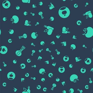 Elma sirkesini soğan ve domatesin içine koy. Vektör.