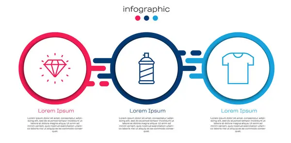 Definir Linha Lata Spray Tinta Diamante Shirt Modelo Infográfico Negócios — Vetor de Stock