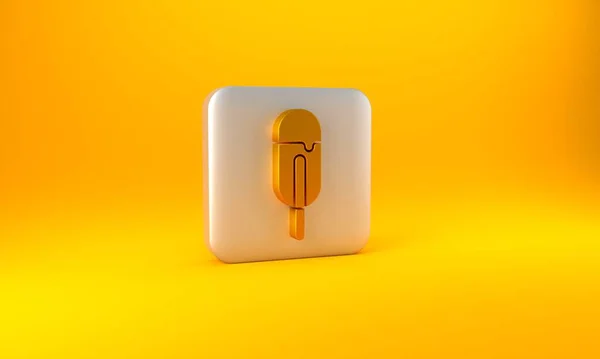 Sarı Arka Planda Izole Edilmiş Altın Dondurma Ikonu Güzel Sembol — Stok fotoğraf