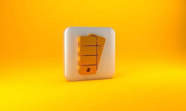 黄色の背景に隔離されたゴールドパレットアイコン 銀四角形のボタン 3Dレンダリング図 — ストック写真
