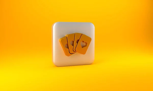 Oro Deck Playing Cards Icono Aislado Sobre Fondo Amarillo Juego — Foto de Stock