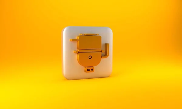 Caldeira Elétrica Ouro Para Aquecimento Ícone Água Isolado Fundo Amarelo — Fotografia de Stock